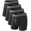 imageDAVID ARCHY Mens Underwear Boxer Briefs 4 Pack Ultra Soft Breathable MoistureWicking Viscose with Fly Pouch Tagless No RollBlack