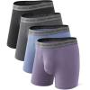imageDAVID ARCHY Mens Underwear Boxer Briefs 4 Pack Ultra Soft Breathable MoistureWicking Viscose with Fly Pouch Tagless No RollBlack Dark Gray Gray Blue Grey Purple