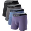 imageDAVID ARCHY Mens Underwear Breathable Rayon Made from Bamboo Boxer Briefs for Men 4 Pack with FlyGrey BlueBlackDeep GreyGrey Purple