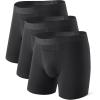 imageDAVID ARCHY Mens Underwear Cotton Boxer Briefs with Pouch Ultra Moisture Wicking Breathable Soft with Horizontal Fly 3 PackBlack