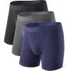 imageDAVID ARCHY Mens Underwear Cotton Boxer Briefs with Pouch Ultra Moisture Wicking Breathable Soft with Horizontal Fly 3 PackDark BlueBlackDark Gray