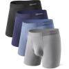 imageDAVID ARCHY Mens Underwear Silky Soft Second Skin Modal Boxer Briefs Waistfree Seamless Waistband Underwear for Men Pack of 4BlackNavy BlueGray BlueGary