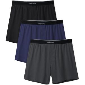 imageDAVID ARCHY Combed Cotton Boxers for Men Soft Underwear Mens Boxers Knit Boxer Shorts for Men PackA2  Deep BlueBlackDark Gray