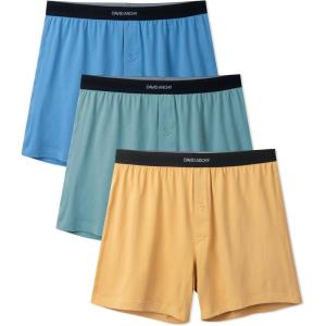 imageDAVID ARCHY Combed Cotton Boxers for Men Soft Underwear Mens Boxers Knit Boxer Shorts for Men PackA5  Mon BlueWed GreenTue Yellow