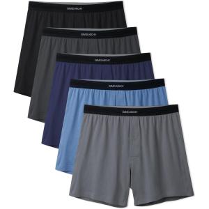 imageDAVID ARCHY Combed Cotton Boxers for Men Soft Underwear Mens Boxers Knit Boxer Shorts for Men PackB3  Gray BlueDeep BlueBlackGrayDark Gray