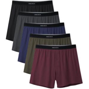 imageDAVID ARCHY Combed Cotton Boxers for Men Soft Underwear Mens Boxers Knit Boxer Shorts for Men PackB4  Deep BlueOlive GreenBlackDark GrayGrape Purple