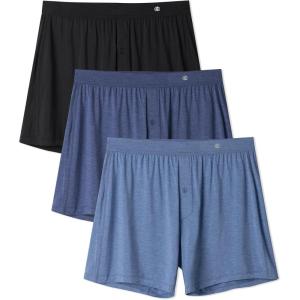 imageDAVID ARCHY Mens Boxer Shorts Bamboo Rayon Breathable ampamp Cool Boxer for Men Loose Fit Mens Underwear with Fly 3 or 5 PackBlackHeather Navy BlueHeather Moonlight Blue