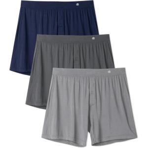 imageDAVID ARCHY Mens Boxer Shorts Bamboo Rayon Breathable ampamp Cool Boxer for Men Loose Fit Mens Underwear with Fly 3 or 5 PackMedium GrayDark GrayDark Blue