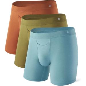 imageDAVID ARCHY Mens Breathable Underwear Soft Comfortable MoistureWicking with Fly Underwear Boxer Briefs for Men 3 PackYellow BrownWed GreenCardamom Green