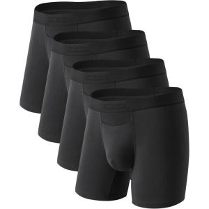 imageDAVID ARCHY Mens CoreComfort Pouch Boxer Briefs Underwear with Easy Access Fly Breathable Bamboo Rayon Underwear 4PackBlack