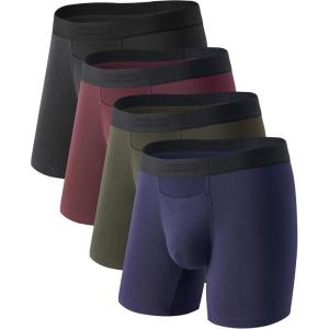 imageDAVID ARCHY Mens CoreComfort Pouch Boxer Briefs Underwear with Easy Access Fly Breathable Bamboo Rayon Underwear 4PackBlackWine RedNavy BlueOlive Green