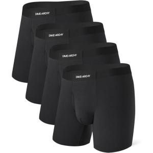 imageDAVID ARCHY Mens Underwear Boxer Briefs Bamboo Rayon Soft Breathable MoistureWicking Seamless Underwear for Men 4 PackBlack65 With Fly