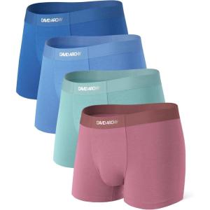 imageDAVID ARCHY Mens Underwear Boxer Briefs Bamboo Rayon Soft Breathable MoistureWicking Seamless Underwear for Men 4 PackBlueNavy BlueGreenRed 35 No Fly