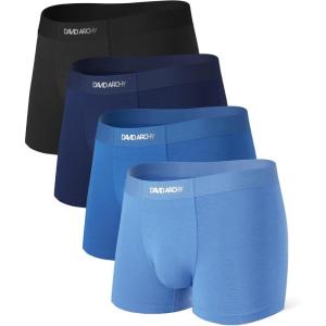 imageDAVID ARCHY Mens Underwear Boxer Briefs Bamboo Rayon Soft Breathable MoistureWicking Seamless Underwear for Men 4 PackDark BlueBlueNavy BlueBlack35 No Fly