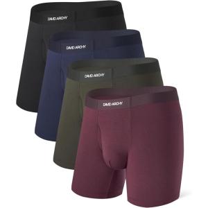 imageDAVID ARCHY Mens Underwear Boxer Briefs Bamboo Rayon Soft Breathable MoistureWicking Seamless Underwear for Men 4 PackDark BlueOlive GreenBlackDark Grape Purple65 With Fly