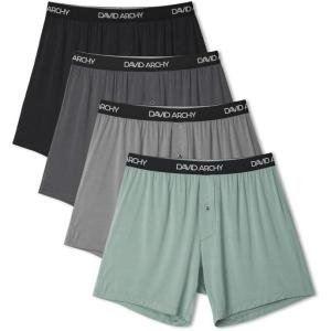 imageDAVID ARCHY Mens Underwear Boxer Shorts Rayon Made From Bamboo Breathable Boxers for Men with Soft Stretch Waistband 4 PackBlackDark GrayBlue SurfWild Dove