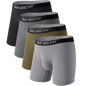 imageDAVID ARCHY Mens Underwear Breathable Rayon Made from Bamboo Boxer Briefs for Men 4 Pack with FlyBlack GreyOlive GreenBlackGrey