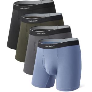 imageDAVID ARCHY Mens Underwear Breathable Seamless Modal Boxer Briefs Soft with Pouch Open Fly 4 Pack No Ride UpBlackDark GrayCastlerockForest Night