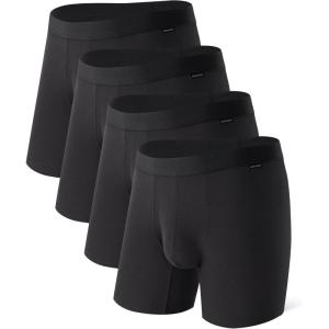 imageDAVID ARCHY Ultra Soft Modal Boxer Briefs with Supportive Pouch4Way Stretch ampamp Breathable Underwear For MenBlack