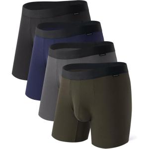 imageDAVID ARCHY Ultra Soft Modal Boxer Briefs with Supportive Pouch4Way Stretch ampamp Breathable Underwear For MenBlackDark BlueDark GreyOlive Green