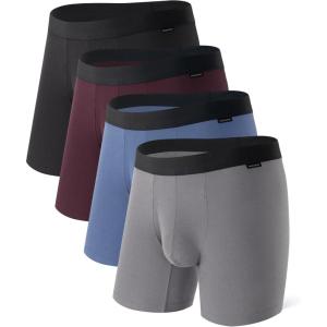 imageDAVID ARCHY Ultra Soft Modal Boxer Briefs with Supportive Pouch4Way Stretch ampamp Breathable Underwear For MenBlackDeep Grape Purple Grey BlueGrey