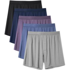 imageDAVID ARCHY Ultra Soft Modal Underwear Mens Boxer Shorts Loose Breathable Boxers for Men PackBlackDark BlueGray PurpleGray BlueMedium Gray