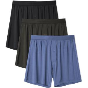 imageDAVID ARCHY Ultra Soft Modal Underwear Mens Boxer Shorts Loose Breathable Boxers for Men PackBlackOlive GreenGray Blue
