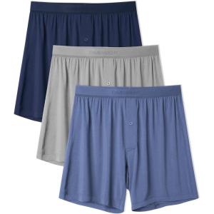 imageDAVID ARCHY Ultra Soft Modal Underwear Mens Boxer Shorts Loose Breathable Boxers for Men PackDark BlueGray BlueMedium Gray