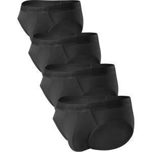 imageDAVID ARCHY Mens Briefs Modal No Fly Underwear Support Pouch Soft Comfort Briefs for Men 4 PackBlack