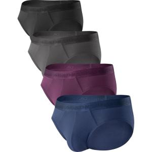 imageDAVID ARCHY Mens Briefs Modal No Fly Underwear Support Pouch Soft Comfort Briefs for Men 4 PackBlackDark GrayNavy BlueWine