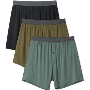imageDAVID ARCHY Mens Underwear Bamboo Rayon Boxers for Men Breathable and Cool Mens Boxer Shorts with Button Fly 3 or 5 PackA7  BlackDark GreenOlive Green