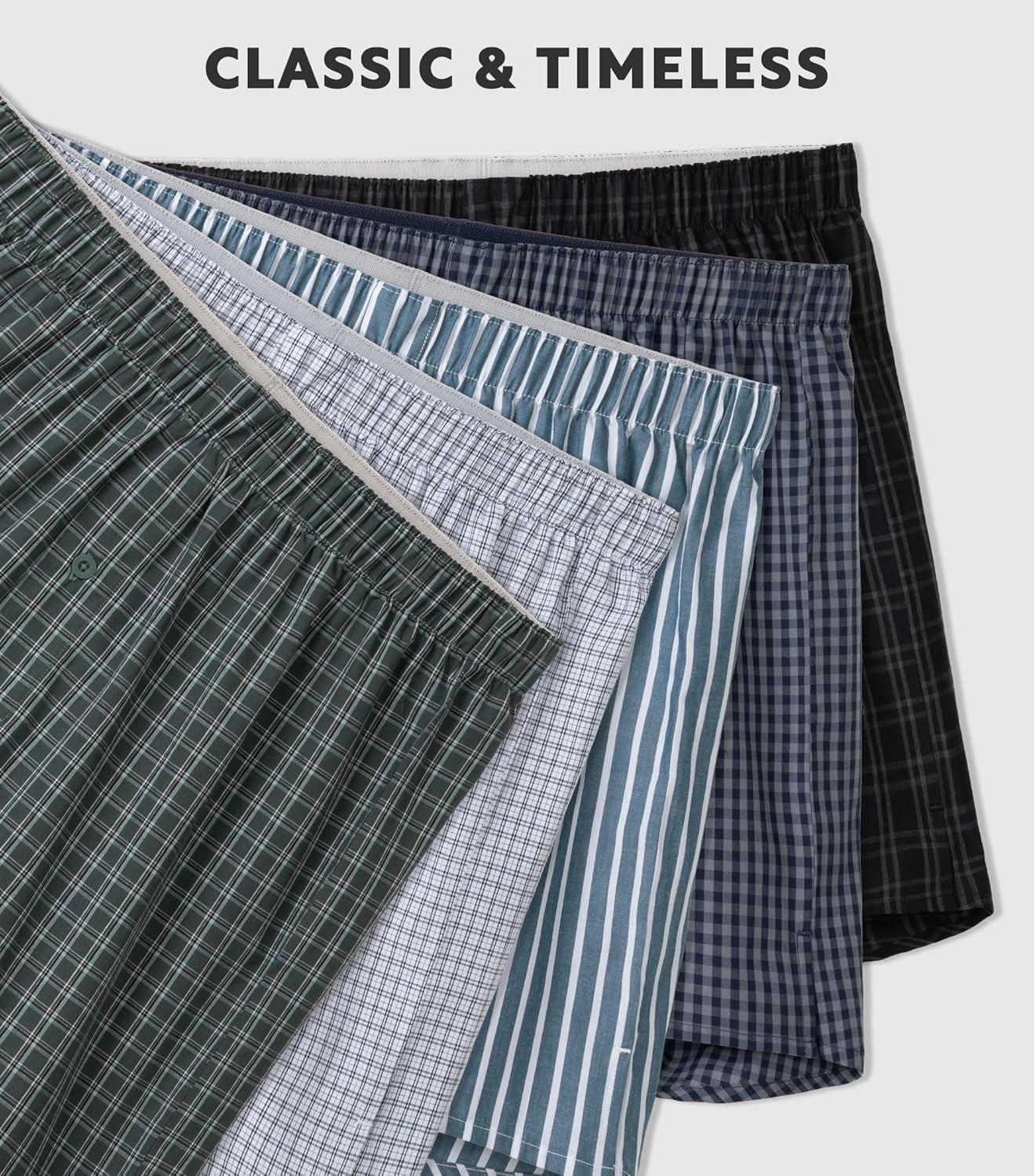 imageDAVID ARCHY Woven Cotton Boxers for Men Classic Mens Underwear Loose Breathable ampamp Comfortable Boxer Shorts 3 or 5 PackMulticolor