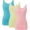 imageDAVID ARCHY Camisole Tops for Women Bamboo Rayon Soft Breathable Womens Undershirts 3 Pack Layering Lounge SleepwearAqua BluePale Lime GreenRose Pink