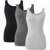 imageDAVID ARCHY Camisole Tops for Women Bamboo Rayon Soft Breathable Womens Undershirts 3 Pack Layering Lounge SleepwearBlackHeather Light GrayHeather Dark Gray