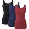 imageDAVID ARCHY Camisole Tops for Women Bamboo Rayon Soft Breathable Womens Undershirts 3 Pack Layering Lounge SleepwearNavy BlueBlack Brick Red