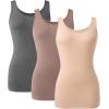 imageDAVID ARCHY Camisole Tops for Women Bamboo Rayon Soft Breathable Womens Undershirts 3 Pack Layering Lounge SleepwearNudeHeather Dark CoffeeHeather Dark Gray
