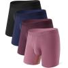 imageDAVID ARCHY Mens Underwear Boxer Briefs Ultra Soft Modal Breathable Mesh Pouch MoistureWicking Underwear for Men 4 PackBlackNavy BlueDeep GrapeSat Red