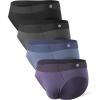 imageDAVID ARCHY Seamless Mens Briefs Modal Ultra Soft Breathable No Fly Support Pouch Mens Underwear Briefs 4 PackGrey BlueBlackDark GreyGrey Purple