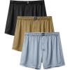 imageDAVID ARCHY Stretch Satin Boxers for Men Silk Feeling Boxer Shorts Breathable Loose Mens Underwear for Sleep 3 PackSlate BlueOlive GreenBlack