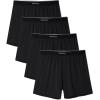 imageDAVID ARCHY Ultra Soft Modal Boxers for Men Silky Stretchy Boxer Shorts Breathable Loose Mens Underwear for Sleep 4 PackBlack