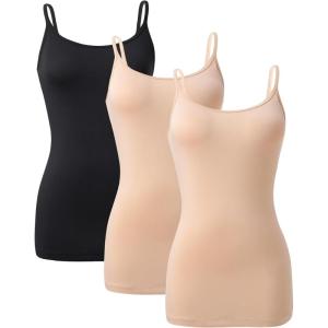 imageDAVID ARCHY Camisole Tops for Women Bamboo Rayon Soft Breathable Womens Undershirts 3 Pack Layering Lounge SleepwearBlackNude