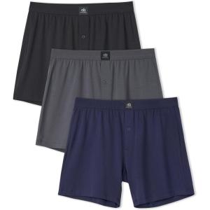 imageDAVID ARCHY Combed Cotton Boxers for Men Loose Fit Mens Underwear Soft Mens Boxer Shorts for Men 3 or 5 PackA2  Deep BlueBlackDark Gray