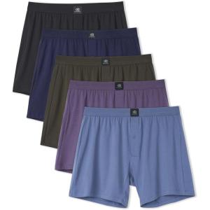 imageDAVID ARCHY Combed Cotton Boxers for Men Loose Fit Mens Underwear Soft Mens Boxer Shorts for Men 3 or 5 PackB1  Gray BlueDeep BlueOlive GreenBlackGray Purple