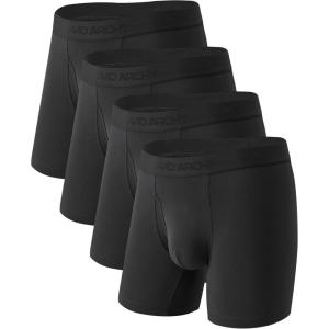 imageDAVID ARCHY Mens Bamboo Rayon Underwear 15quot Wide Waistband No Ride Up Boxer Briefs with Extended Pouch 4 PackBlack
