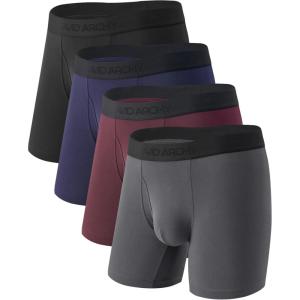 imageDAVID ARCHY Mens Bamboo Rayon Underwear 15quot Wide Waistband No Ride Up Boxer Briefs with Extended Pouch 4 PackBlackNavy BlueDark GrayRaisin
