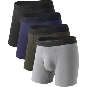 imageDAVID ARCHY Mens Bamboo Rayon Underwear 15quot Wide Waistband No Ride Up Boxer Briefs with Extended Pouch 4 PackBlackNavy BlueOlive GreenWild Dove