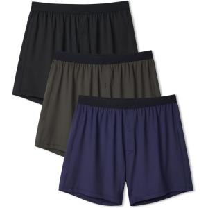imageDAVID ARCHY Mens Light Sports Boxer Shorts Underwear Breathable and Cool Boxers with Button Fly 3 or 5 PackDark BlueOlive GreenBlack