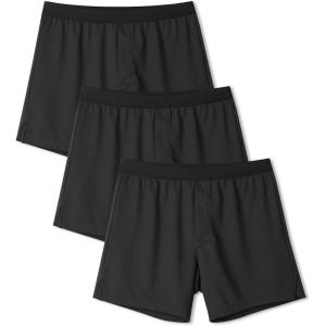 imageDAVID ARCHY Mens Light Sports Boxer Shorts Underwear Breathable and Cool Boxers with Button Fly 3 or 5 PackWaffle Patternblack