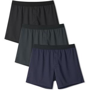 imageDAVID ARCHY Mens Light Sports Boxer Shorts Underwear Breathable and Cool Boxers with Button Fly 3 or 5 PackWaffle PatternblackDark BlueDark Gray