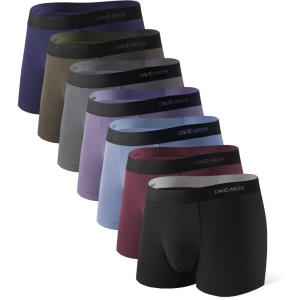 imageDAVID ARCHY Mens Trunks Underwear Bamboo Rayon 7Pack Breathable ampamp Cool Boxer Briefs with Support PouchColorful  35 in 7 Pack